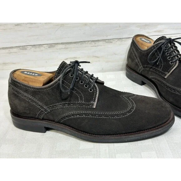 EXCELLENT! Aquatalia Italy Dark Brown Suede Leather Wingtip Shoes Men’s Size 10